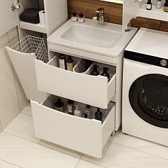 Style Line Мебель для ванной Бергамо Мини 60 белая Люкс антискрейтч Plus – фотография-20